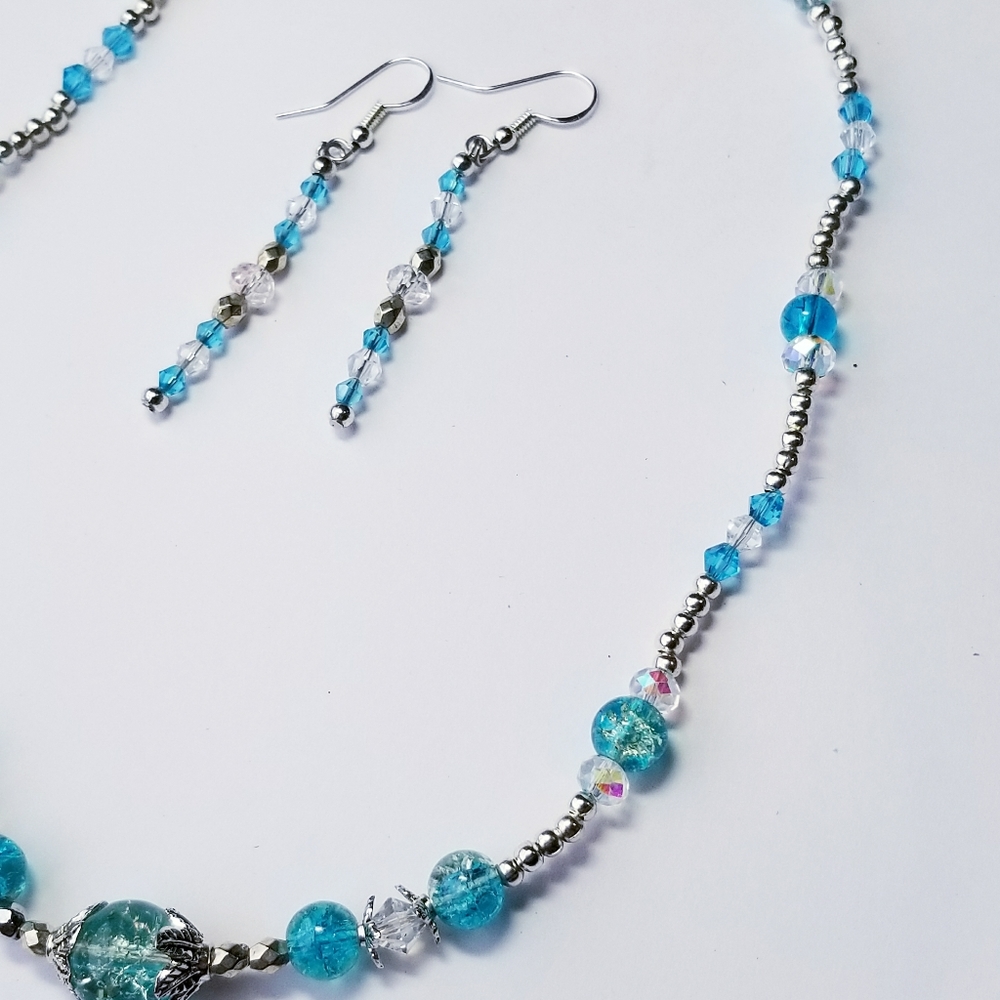 Matching beaded necklace and earring set